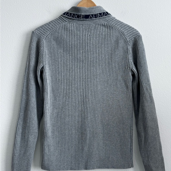 Armani Exchange Jersey Shawl Collar Ribbed Knitted Sweater Top - Picture 6 of 7